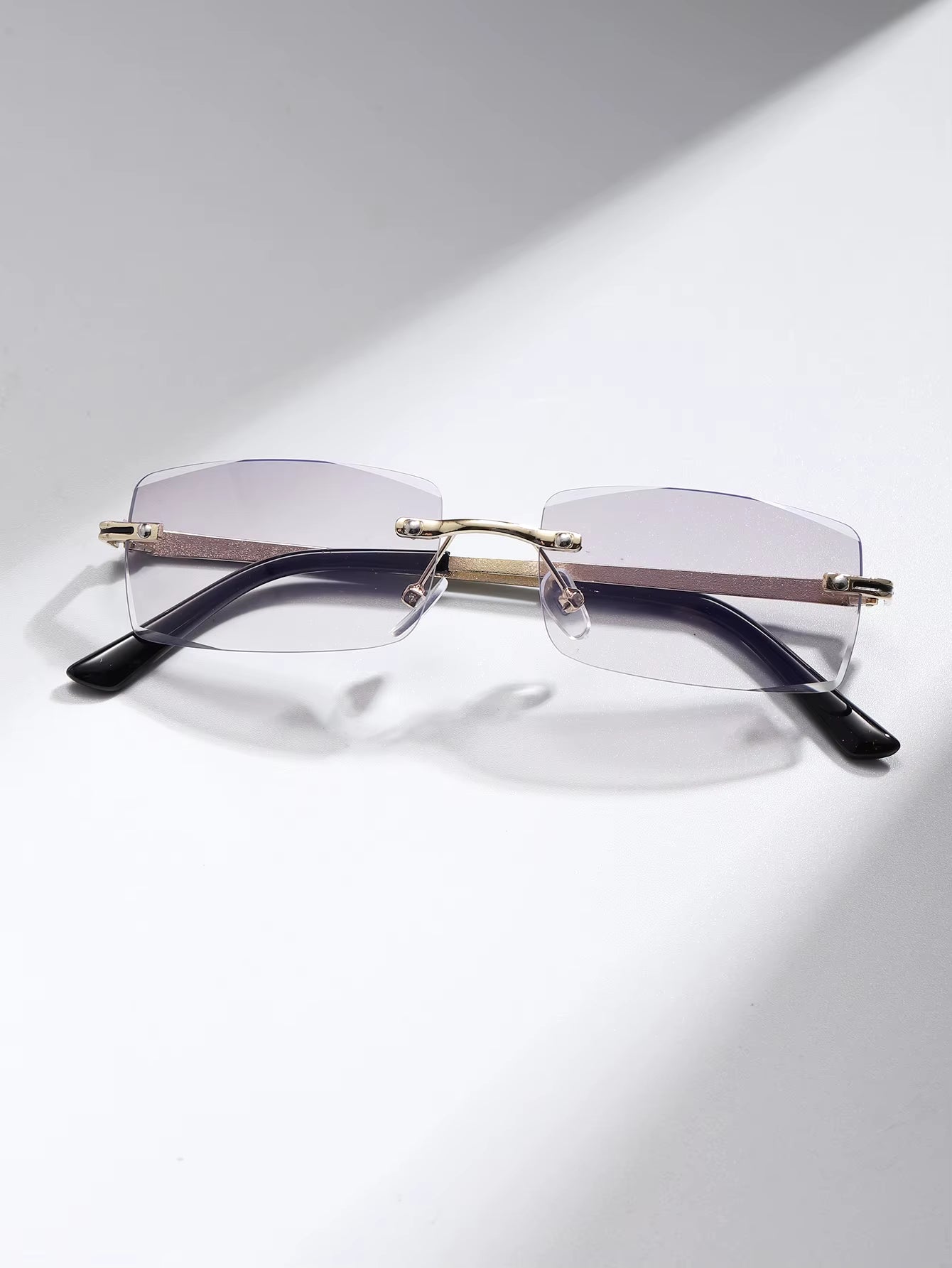 1 Pair of Men'S Rectangular Rimless Anti-Blue Light Glasses for Daily Use