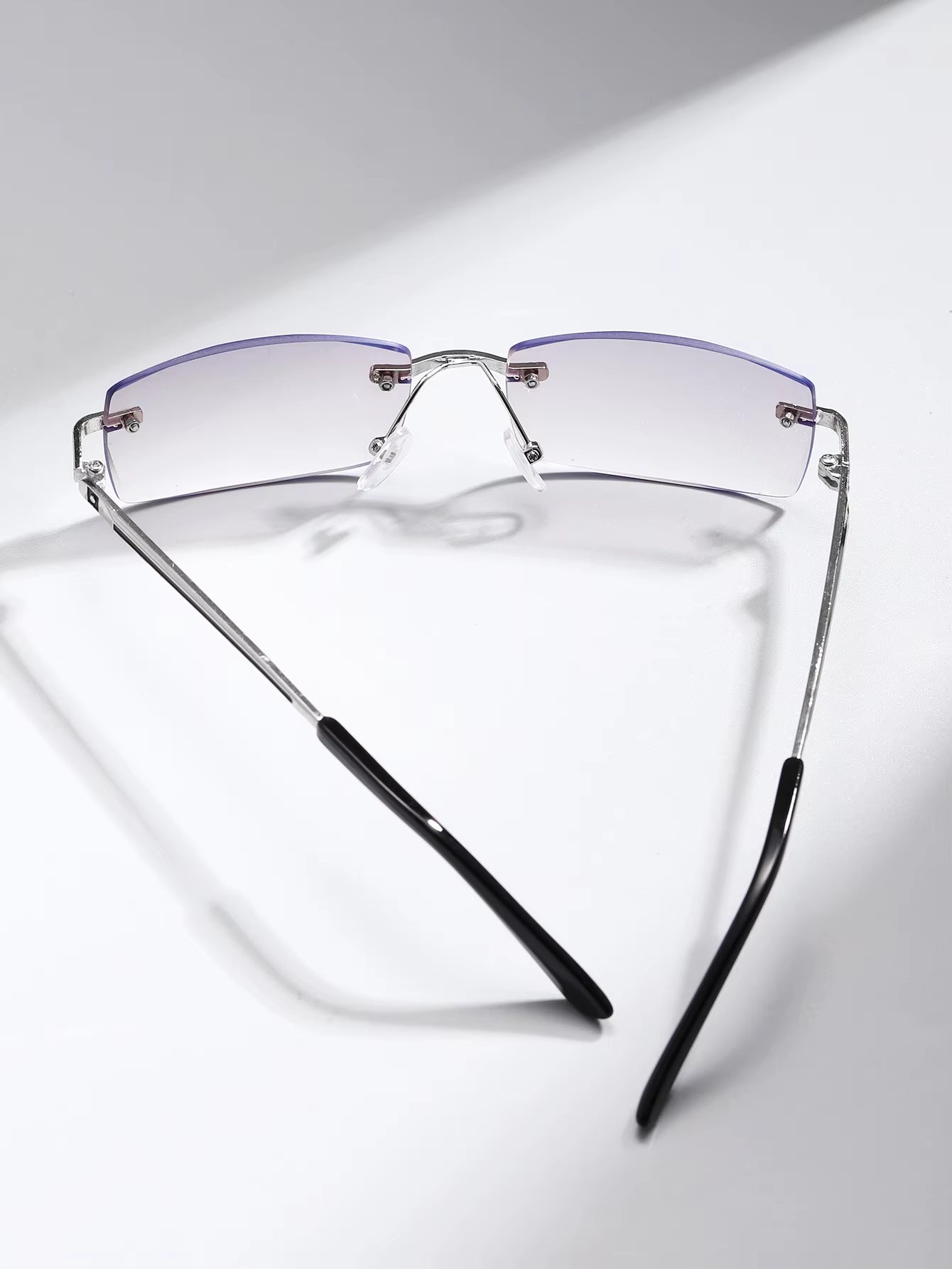 1 Pair of Men'S Rectangular Rimless Anti-Blue Light Glasses for Daily Use