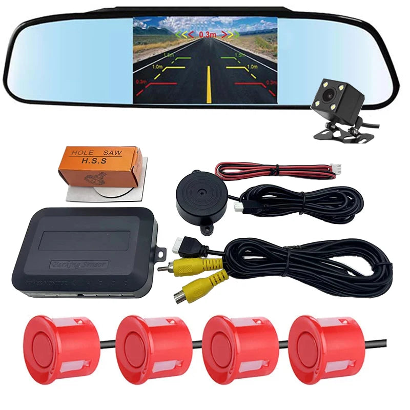 Camera with Monitor 4.3 "TFT LCD Screen Reverse Camera with Video Parking Sensor Kit 170 Width Mini Reverse Camera