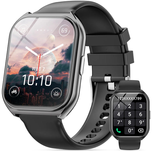 1.85-Inch Smart Watch for Men Women IP67 Waterproof Sports Smart Watch for Android Black