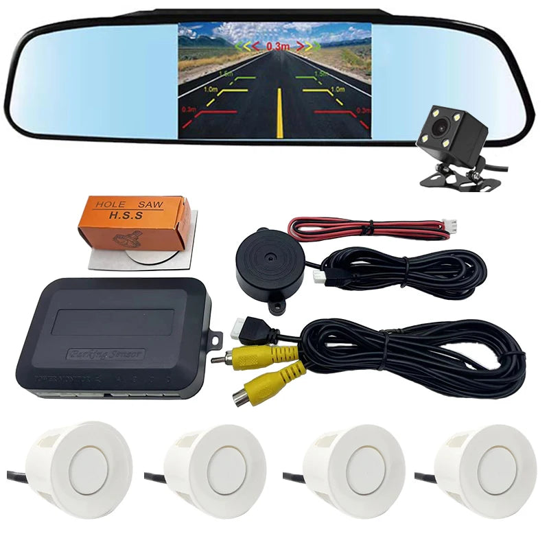 Camera with Monitor 4.3 "TFT LCD Screen Reverse Camera with Video Parking Sensor Kit 170 Width Mini Reverse Camera
