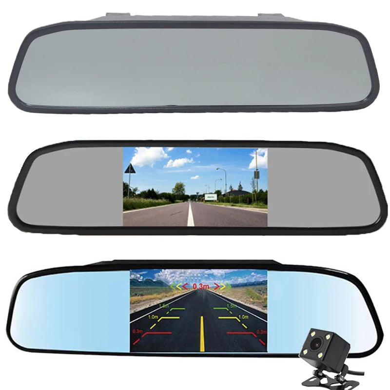 Camera with Monitor 4.3 "TFT LCD Screen Reverse Camera with Video Parking Sensor Kit 170 Width Mini Reverse Camera