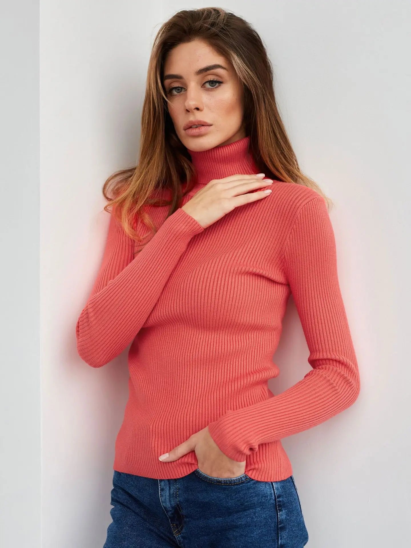 Women Sweater 2024 Autumn Knitted Pullovers Turtleneck Slim Knitting Bottoming Shirt Solid Color Knitwear Jumpers Basic Sweaters
