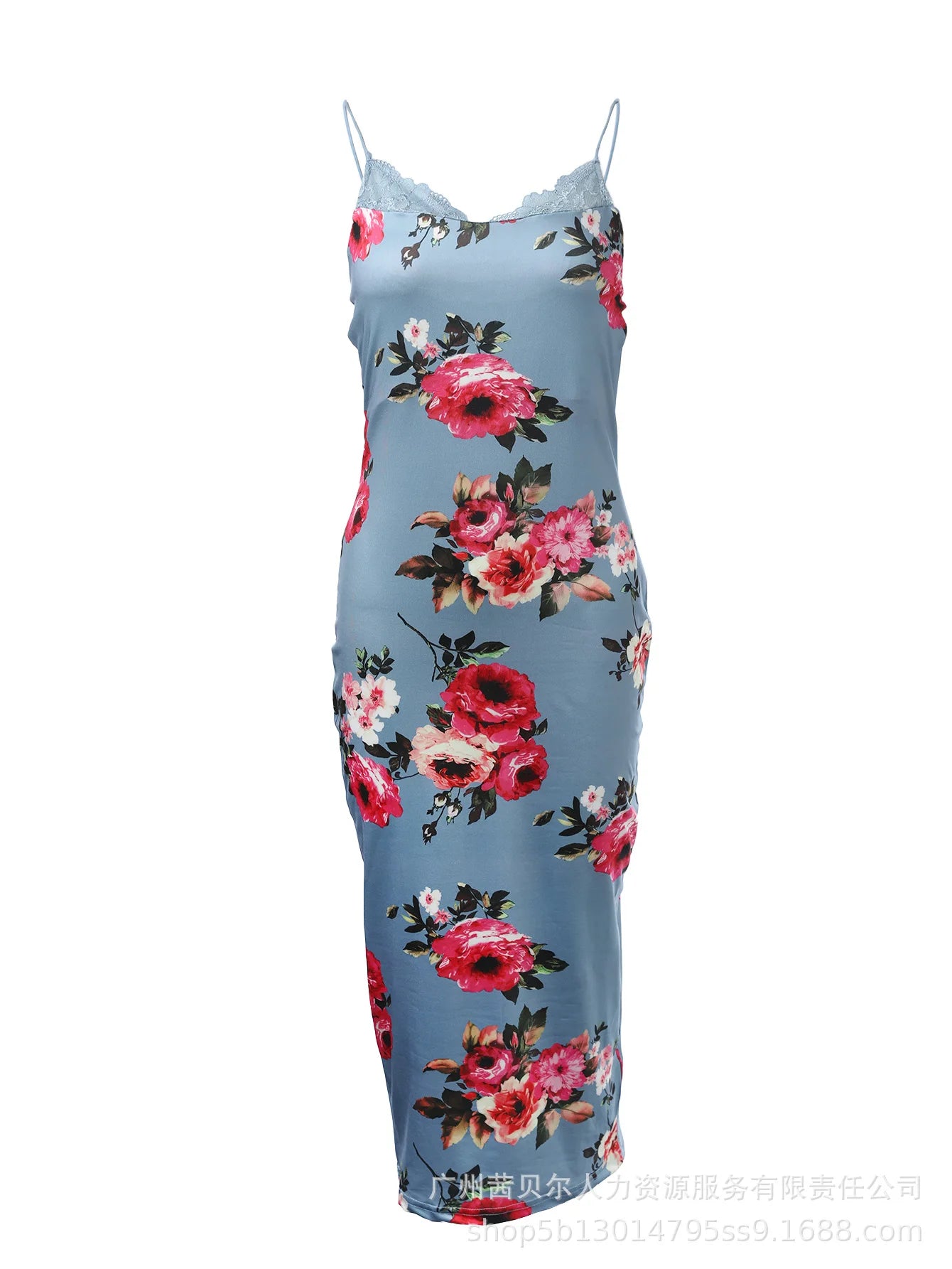 Print Sleeveless Sling Dress Women Party Night Prom Long Dresses Slim Fit Lace Spliced Streetwear Elegant Sexy Vestidos