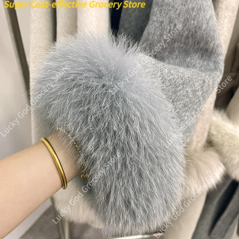 Hot sale high-end warmth comfortable and stylish double-sided straps for women  Not pure wool removable cuffs plush short jacket
