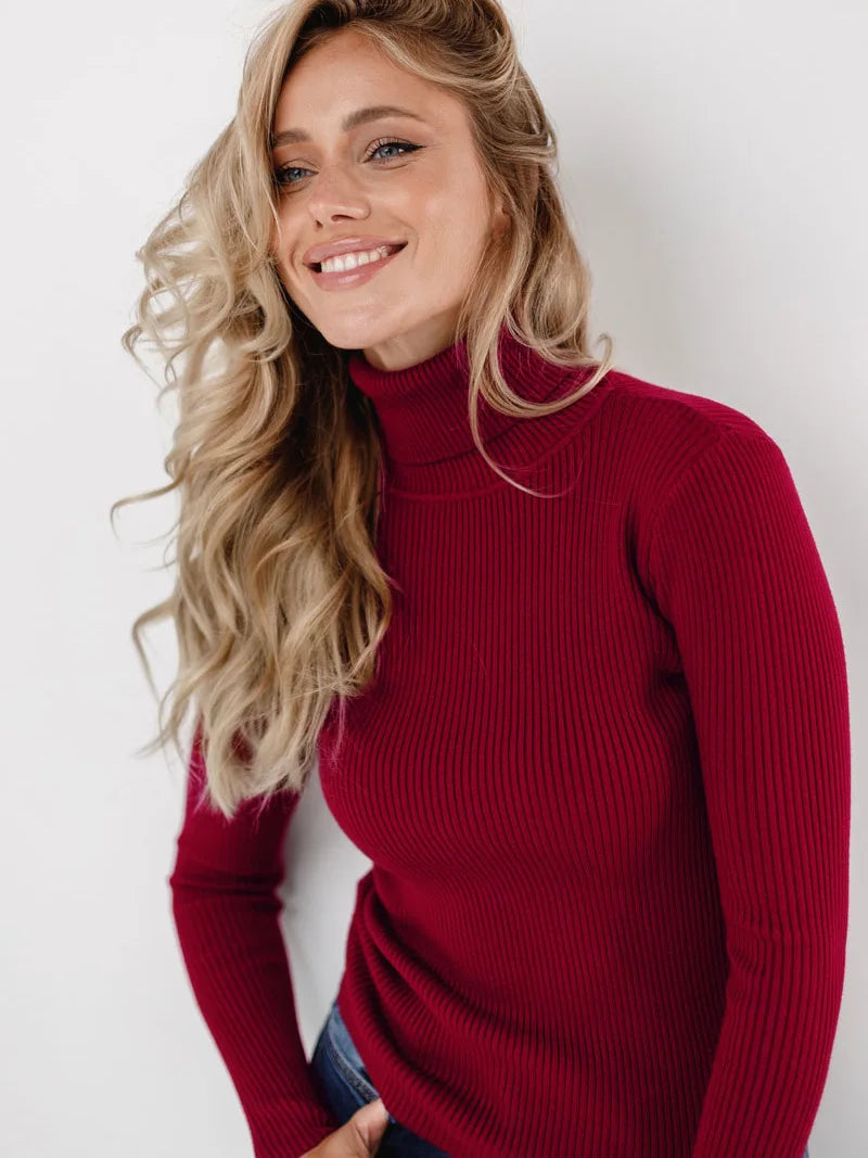 Women Sweater 2024 Autumn Knitted Pullovers Turtleneck Slim Knitting Bottoming Shirt Solid Color Knitwear Jumpers Basic Sweaters