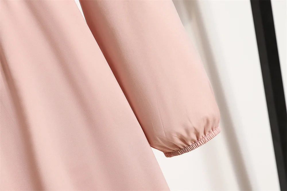 Women Eid Muslim Abaya Dubai Ruffles Spliced Arab Puff Sleeve Morocco Tight Waist Vestidos Solid Color Dress Casual Slim Fit