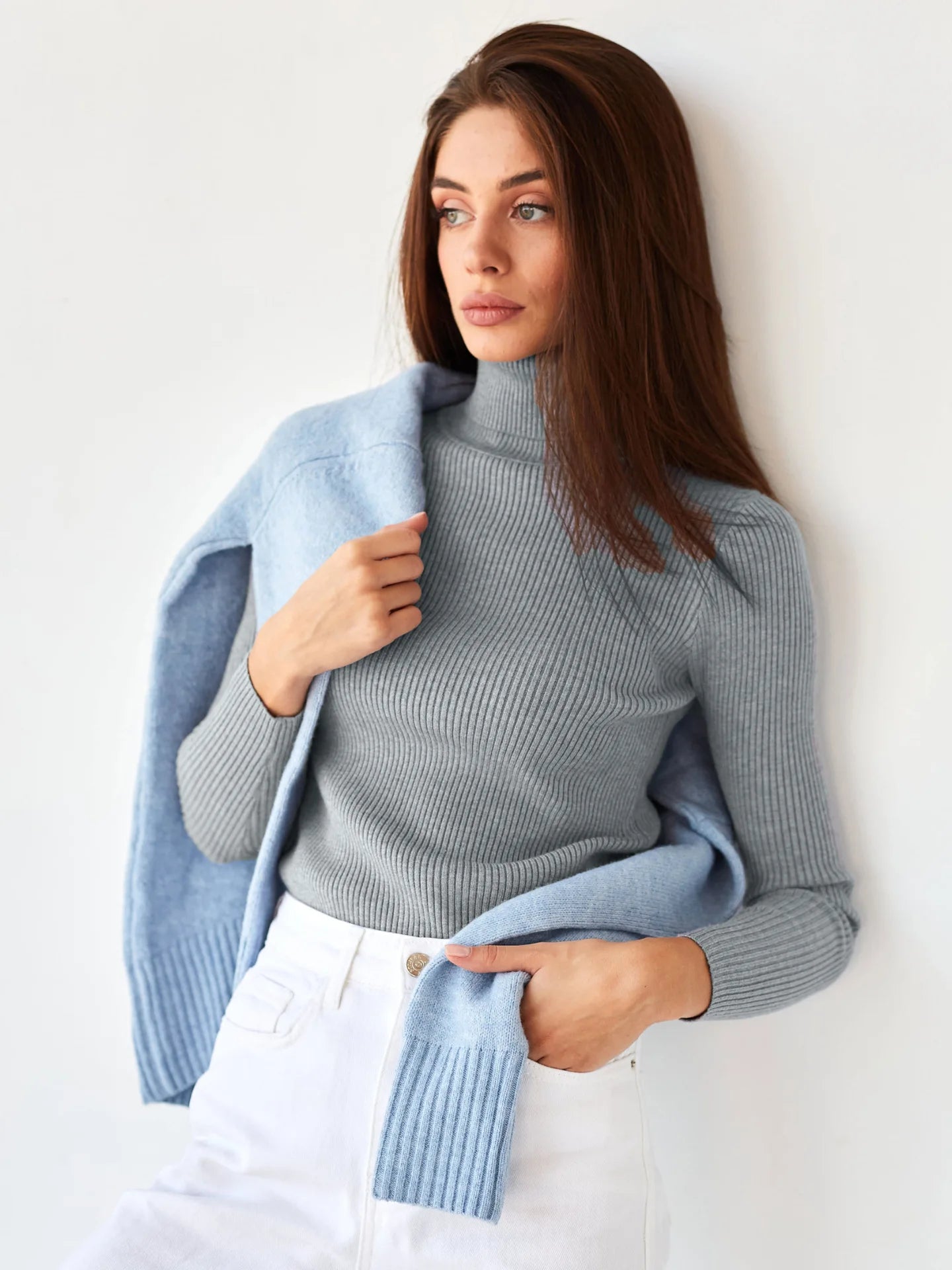 Women Sweater 2024 Autumn Knitted Pullovers Turtleneck Slim Knitting Bottoming Shirt Solid Color Knitwear Jumpers Basic Sweaters