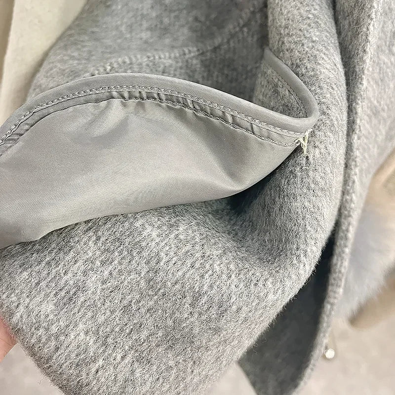 Hot sale high-end warmth comfortable and stylish double-sided straps for women  Not pure wool removable cuffs plush short jacket