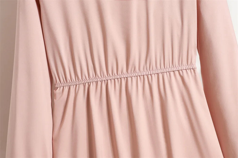 Women Eid Muslim Abaya Dubai Ruffles Spliced Arab Puff Sleeve Morocco Tight Waist Vestidos Solid Color Dress Casual Slim Fit