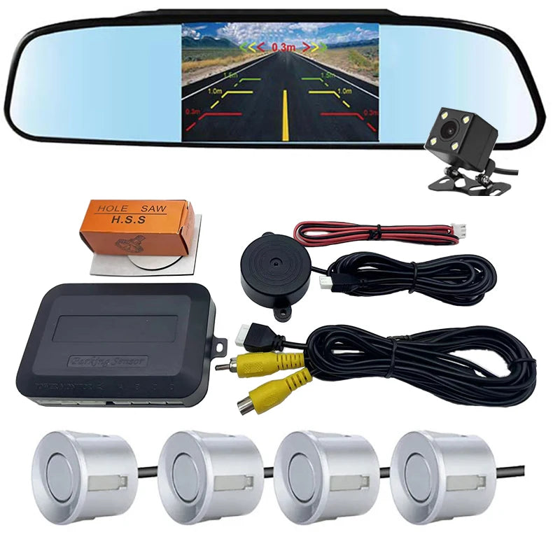 Camera with Monitor 4.3 "TFT LCD Screen Reverse Camera with Video Parking Sensor Kit 170 Width Mini Reverse Camera
